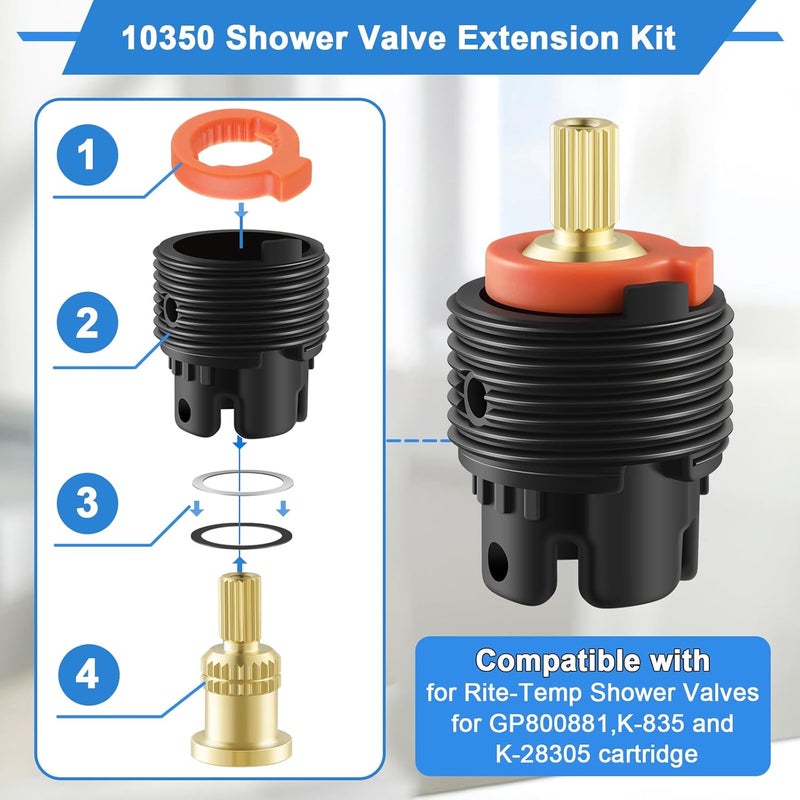 Edifla 10350-NA Extension Deep Rough Kit Compatible with Kohler GP800881, K-8305 and K-28305 Cartridge, Shower Valve Extension Kit Depth by 3/4", for Rite-Temp Shower Valves - Image 4